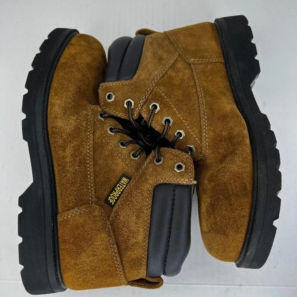 Brahma Mens 28800794 Brown Bravo Waterproof Steel Toe Suede Size 9.5 Work Boots